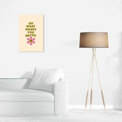 Wynwood Studio Canvas Typography and Quotes Just Happiness Green and Army Green Modern & Contemporary Wall Art Canvas Print