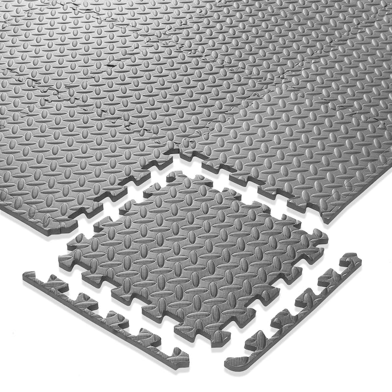 36 Gym Exercise Flooring Mats 12in Foam Workout Floor Tiles Gray - Medium