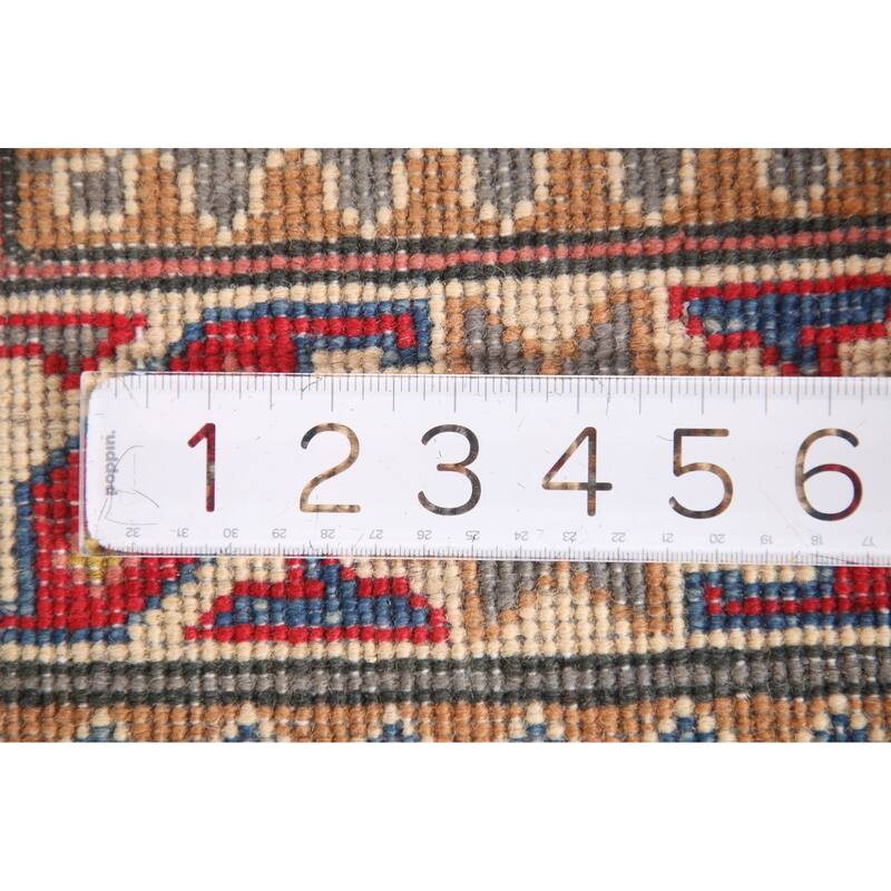 Geometric Red Kazak Oriental Accent Rug Handmade Wool Carpet - 2'9"x 4'2"