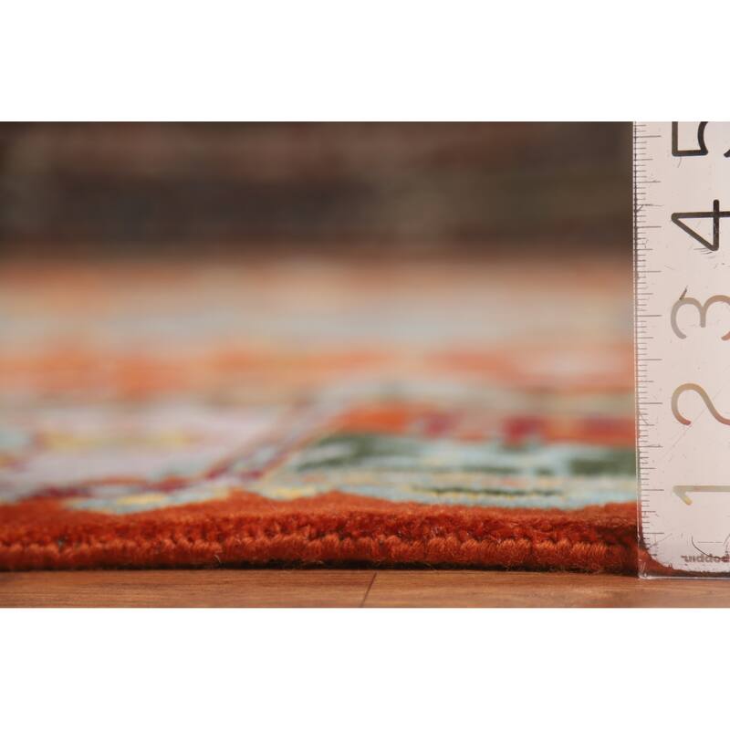 Hand Knotted Oriental 100% Wool Carpet Traditional Tribal Oranges & Rust Heriz (serapi) Area Rug - 11' 9'' X 8' 10''