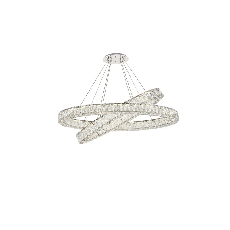 Madelyn Integrated LED light Chrome Chandelier Clear Royal Cut Crystal - 41"W X 10.9"H - 41"W X 10.9"H