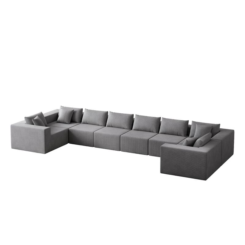 Luxury Floor Standing Couch Set Sectional Sofa Set Corduroy Upholstered Modular Sofa - Freely Combined Into Various Shapes