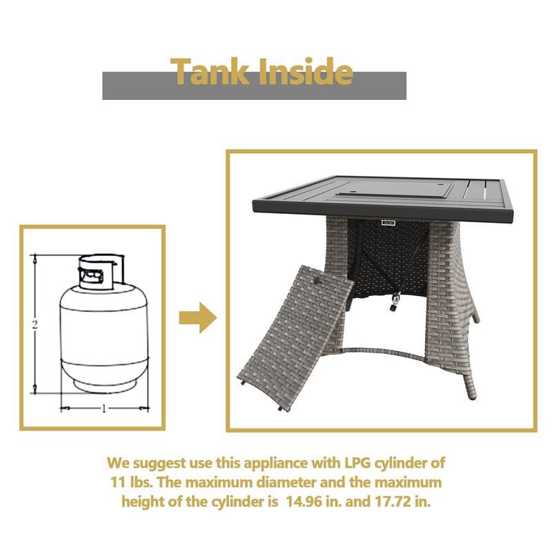 Cozywor 31.7in Propane Square Fire Pit Gas Fire Pit Table with Lid and Metal Tabletop, CSA with Lava Rocks