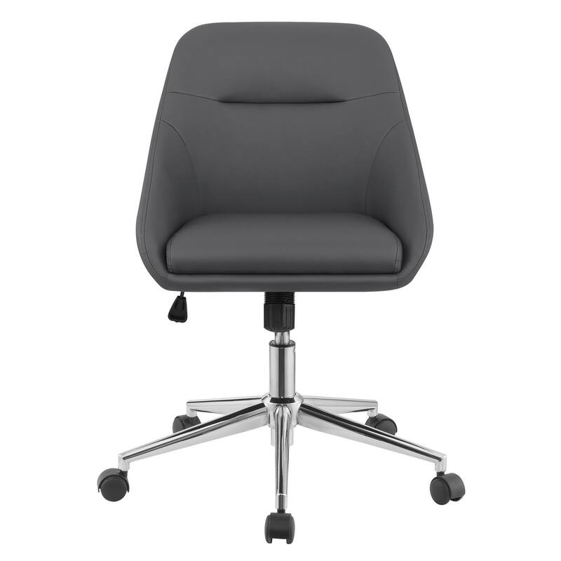 Gil 26 Inch Office Chair, Foam Filled Pintuck Seat, Gray Vegan Leather