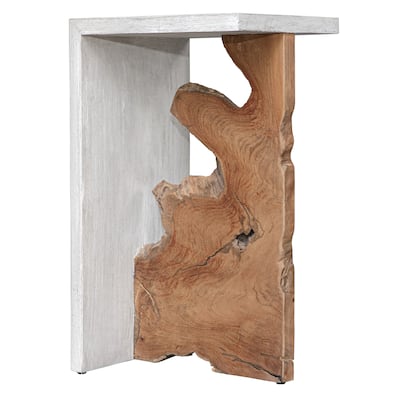 Cross Section Wooden Accent Table - 24" - White and Brown