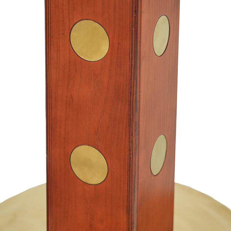 Modern Square Dining Table, 33.5" Sintered Stone Table with Wooden Leg & Gold Base, 2 - Person Kitchen Table for Small Space