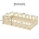 preview thumbnail 37 of 38, Twin Children's Floor Bed Frame with Safety Fence & Door, Wooden Bed for Kids' Play and Sleep, Durable Pine Construction, White