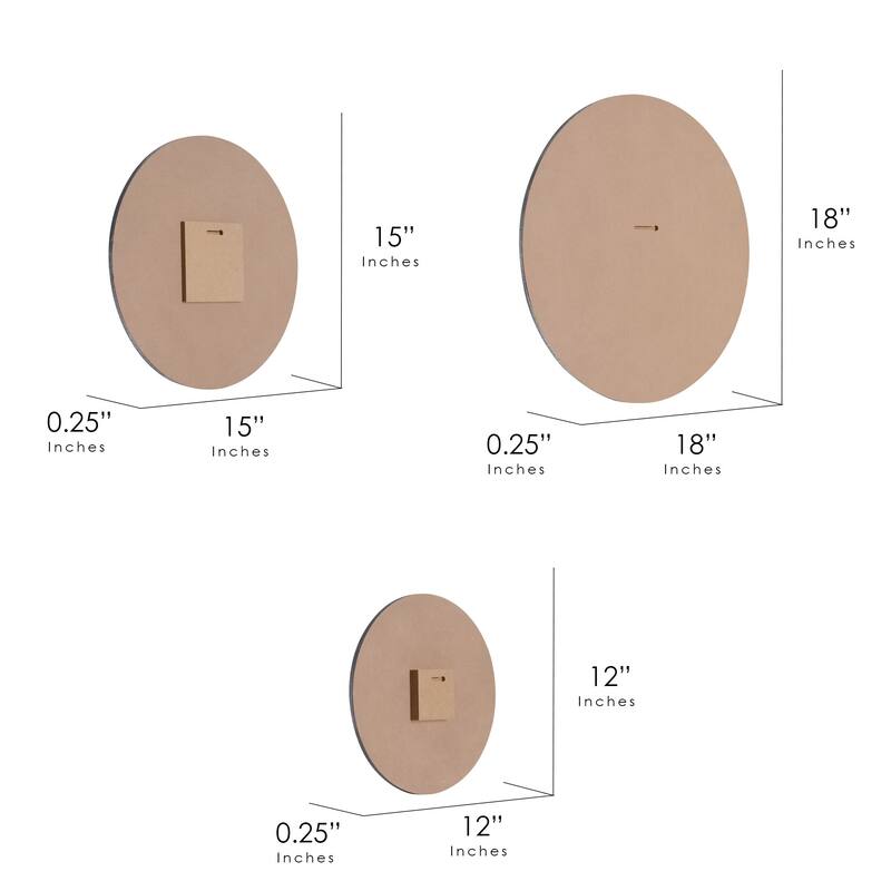 Contemporary Round 3-Piece Wall Decor Set - Dark Grey