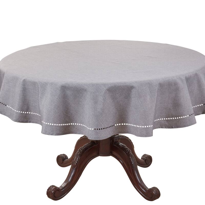 Solid Textured Tablecloth with Clean Drape, Minimal Decorative Edge, and Versatile Styling for Dining and Entertaining - 60" - Grey