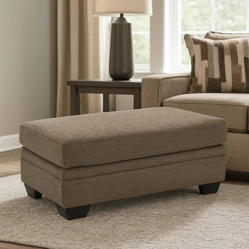 Ead Rectangular Ottoman Bench, Nutmeg Brown Polyester 24x44 Inch