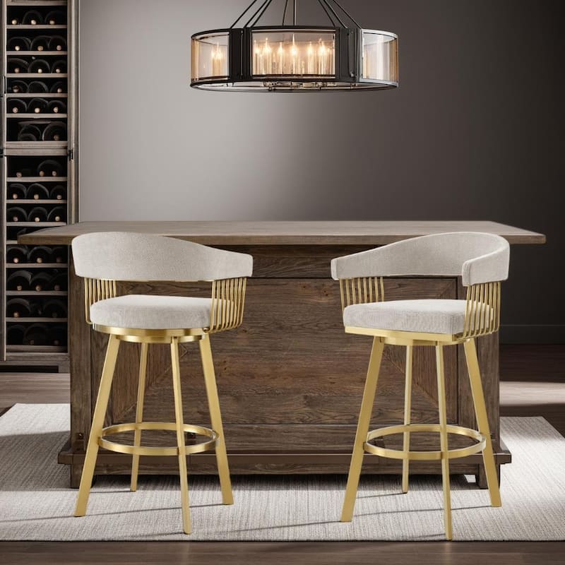 Chelsea Modern Swivel Bar Stool, Upholstered Counter Height Chair with Metal Frame