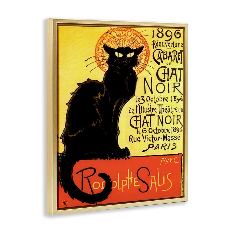 Stupell Vintage Halloween Black Cat Framed Floater Canvas Wall Art Design By Marcus Jules