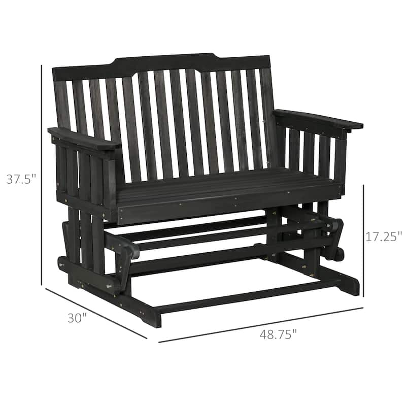 Outsunny 2-Person Patio Swing Glider Bench with Quick Drying Design and Widen Armrest, Wood Rocking Chair Loveseat for Backyard