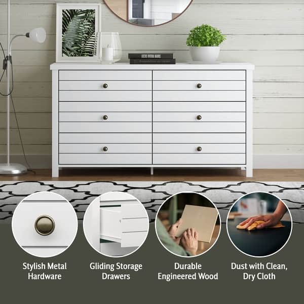 living essentials by hillsdale modern wood 6 drawer dresser Hillsdale Living Essentials 6 Drawer Dresser with Metal Knobs - On Sale - Bed Bath & Beyond