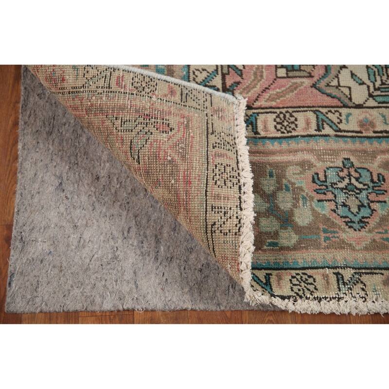 Hand Knotted Oriental 100% Wool Carpet Traditional Floral Pink Tabriz Area Rug - 10' 0'' X 6' 5''