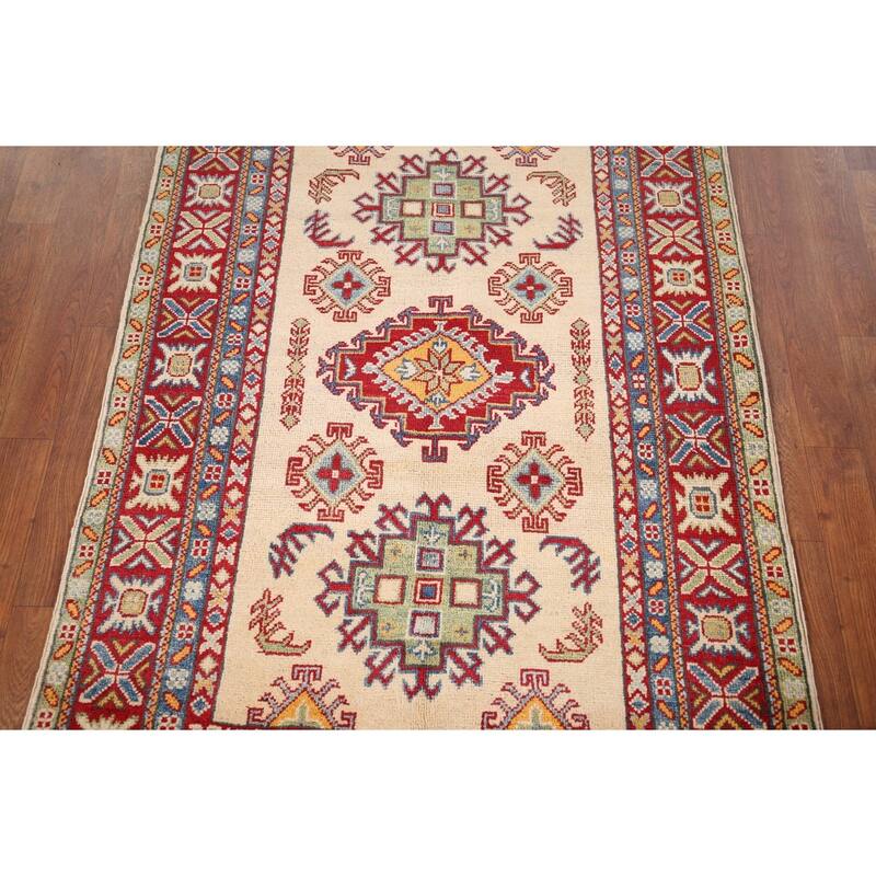 Kazak Foyer Rug Hand-Knotted Bedroom Wool Carpet - 3'4" x 4'11"
