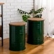 preview thumbnail 9 of 68, Glitzhome Industrial Farmhouse Round Storage Side Tables (Set of 2)