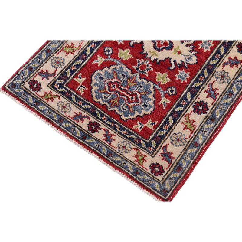 Bohemian Kazak Brittany Red/Beige Wool Rug - 2'0'' x 3'0''