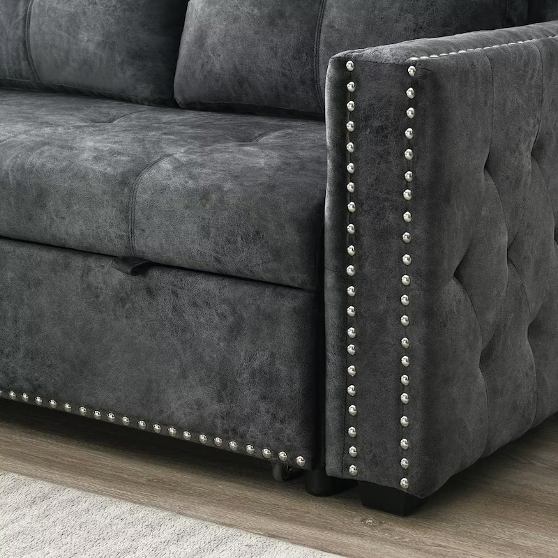 Modern Reversible L-shaped Sleeper Sectional Sofa Bed with Storage Chaise