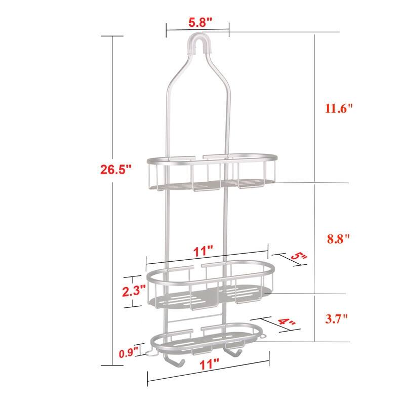 Utopia Alley Rustproof Aluminum Shower Caddy - Hanging Shower Caddy Organizer with 3 Shelves, Chrome & Matte Black Finish