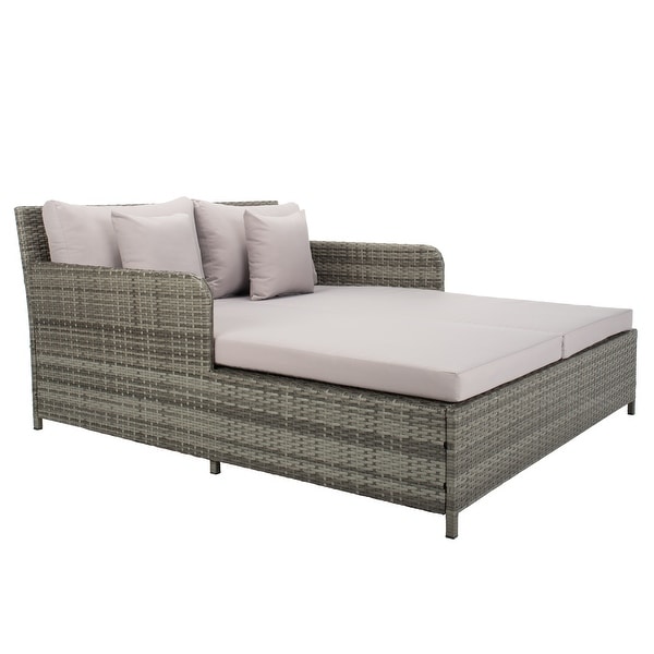 SAFAVIEH Outdoor Cadeo Wicker Daybed with Pillows Cushions 53 W x 62 D x 28 H On Sale Bed Bath Beyond 31764462