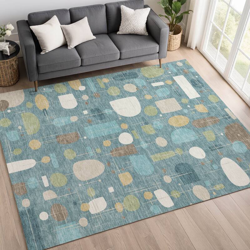Machine Washable Indoor/ Outdoor Contemporary Fun Chantille Rug