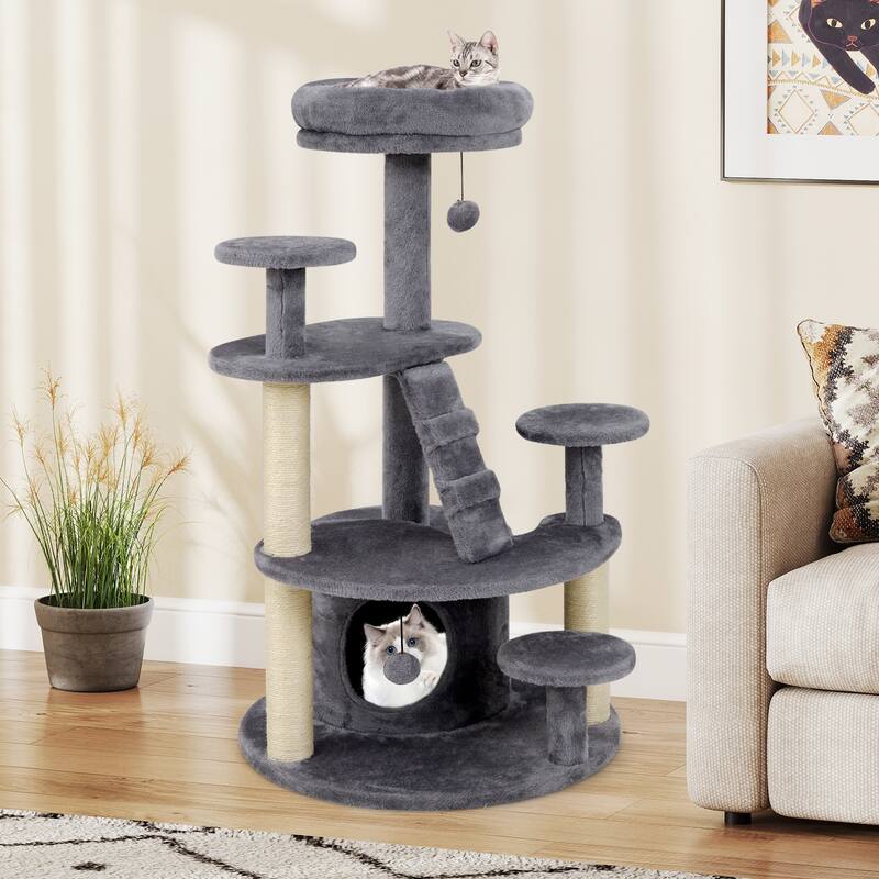 Gymax Cat Tree for Adult Cats Multi-level Kitty Tower w/ Condo Padded