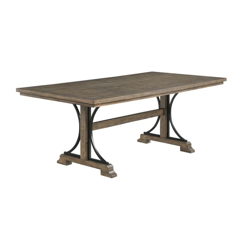 Best Quality Furniture Fixed Rustic Dining Table - Brown Oak - Brown Oak