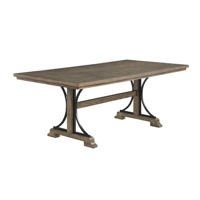 Best Quality Furniture Fixed Rustic Dining Table - Brown Oak