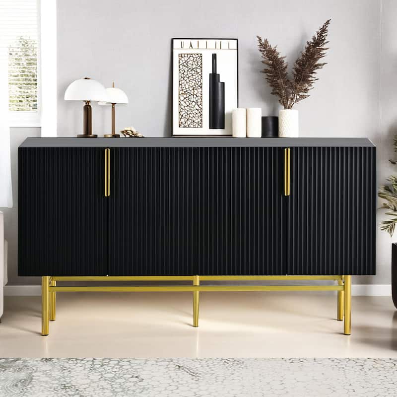 Modern Elegant 4-Door Sideboard with Gold Metal Handle