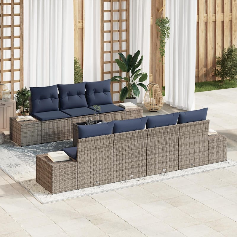 vidaXL 8 Piece Garden Sofa Set with Cushions - 115.7×24.4×27.2 - Grey