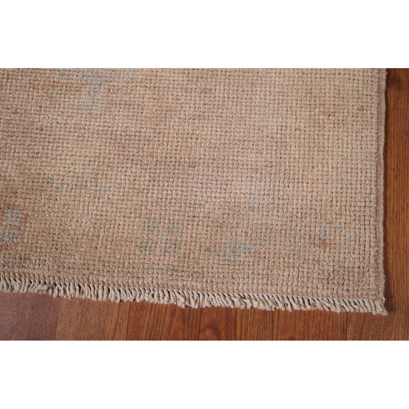 Earth Tone Oushak Turkish Runner Rug Handmade Wool Carpet - 3'0" x 11'5"