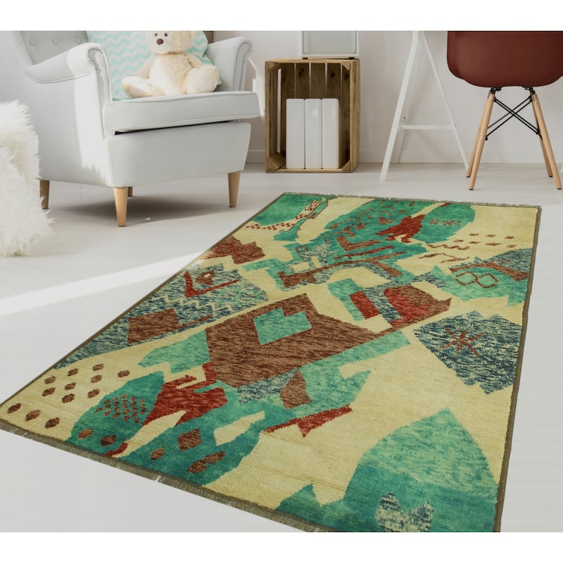 Noori Rug Balochi Imane Ivory/Red Rug - 4'0" x 5'10"