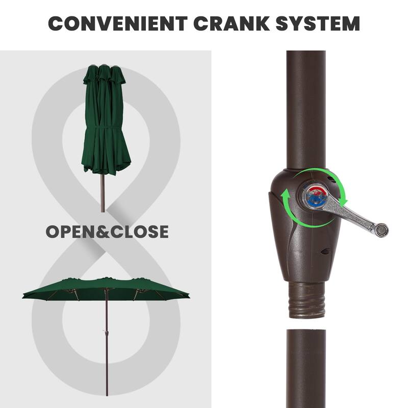 15ft Steel Navy No Tilt Market Patio Umbrella without Base