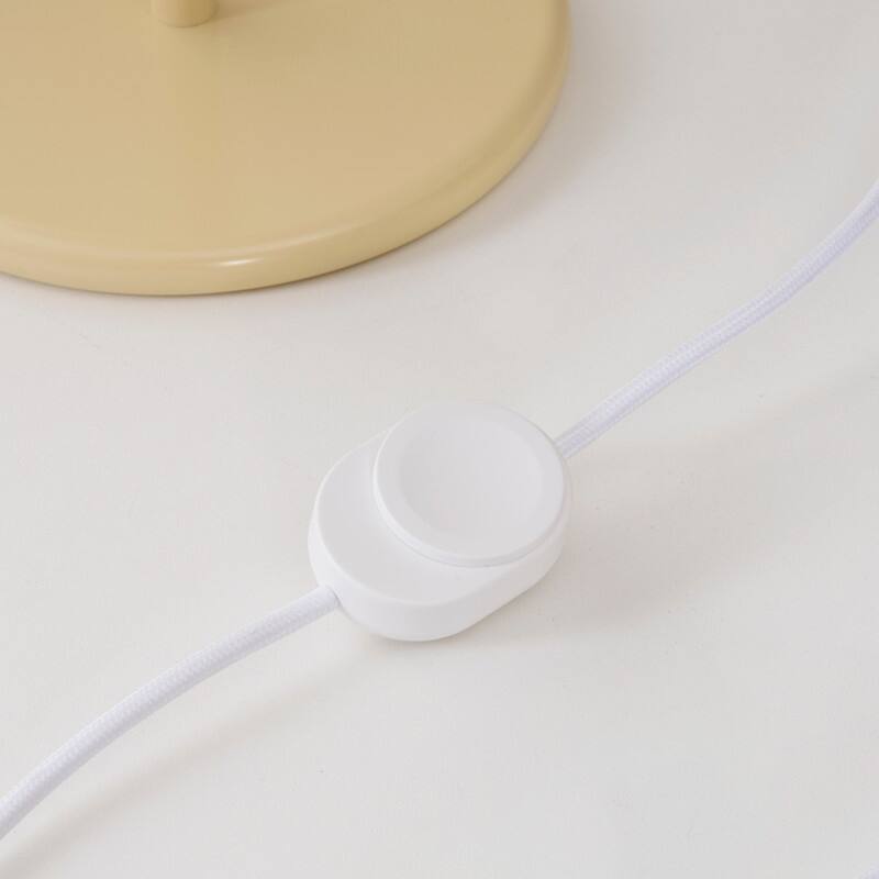 Brightech Ayla LED Glossy Off-White Cream Ceramic Modern Industrial Round Dome Dimmable Bedside Nightstand Desk Lamp