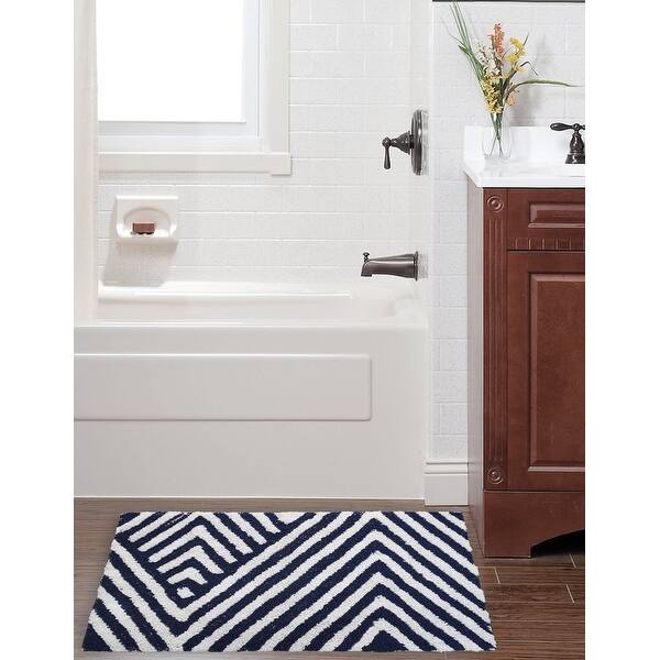 Shop Chicos Home Bath Rug Chevron Pattern In Charcoal Ivory 20 X 32 Overstock 31795134