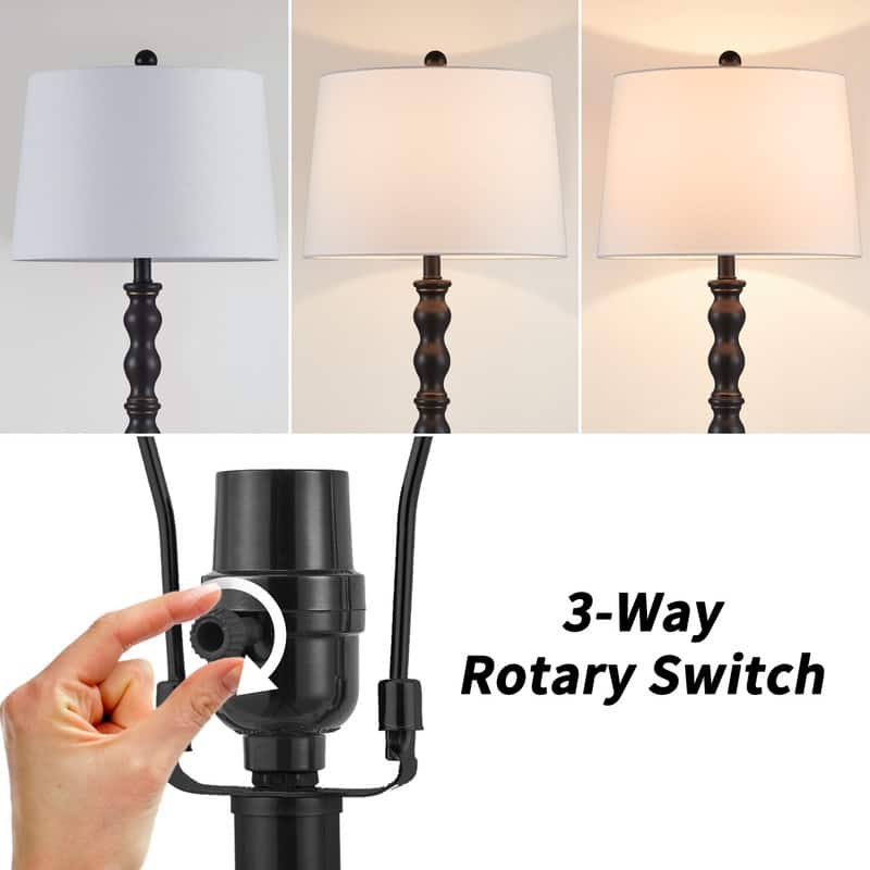 KAWOTI 60.25'' Black Standard Floor Lamp with Drum Shade