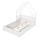 preview thumbnail 17 of 22, Queen Wood House Bed with Guardrails and 2-Storage Drawers, Natural