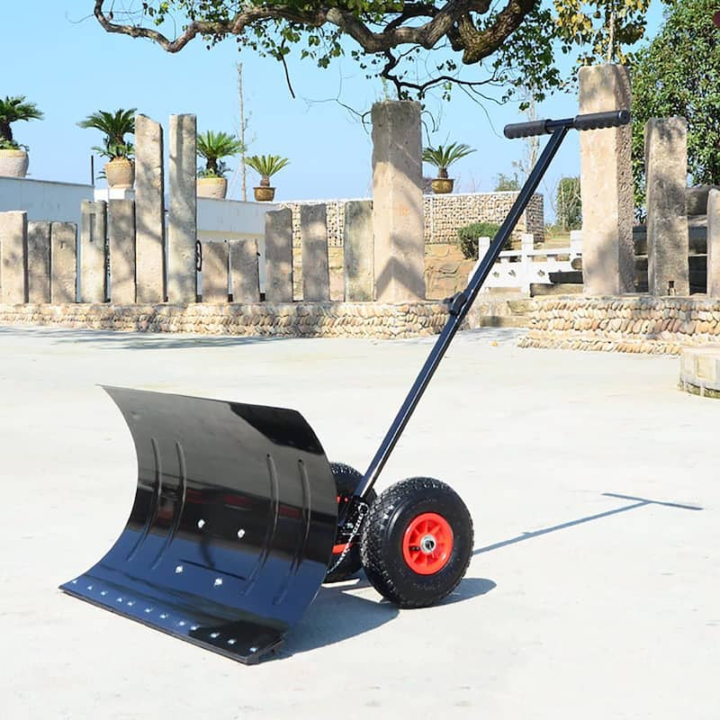 Snow Shovel with Wheels, Snow Plow Shovel Angle & Adjustable Handle