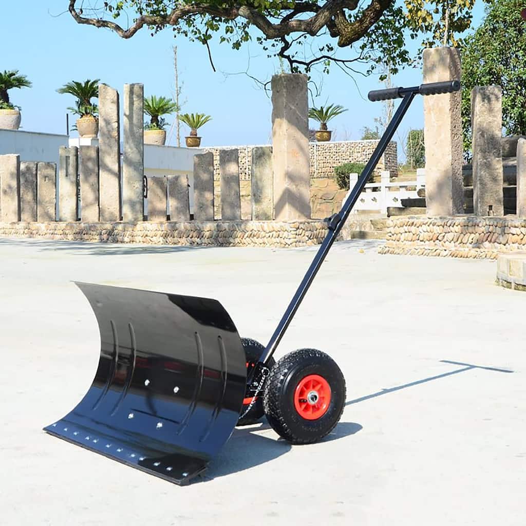 Snow Shovel with Wheels, Snow Plow Shovel Angle & Adjustable Handle