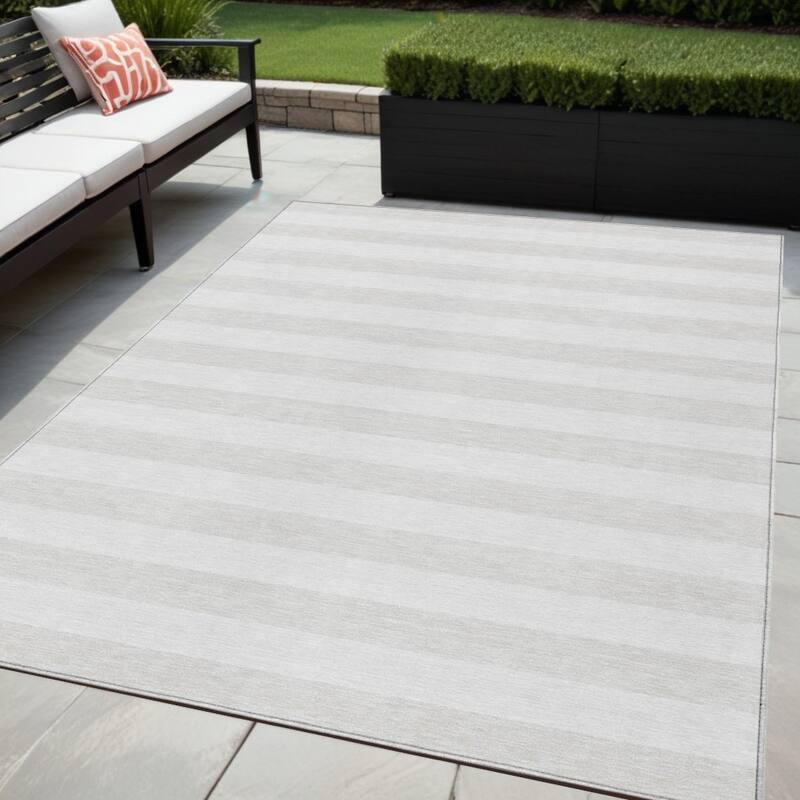 Alluva Stripe Weather Resistant Blended Style Outdoor Rug - 5' X 8' - Ivory
