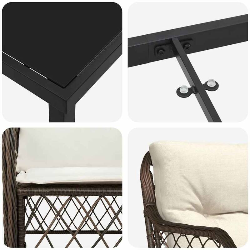 vidaXL Garden Dining Set with Cushion Poly Rattan