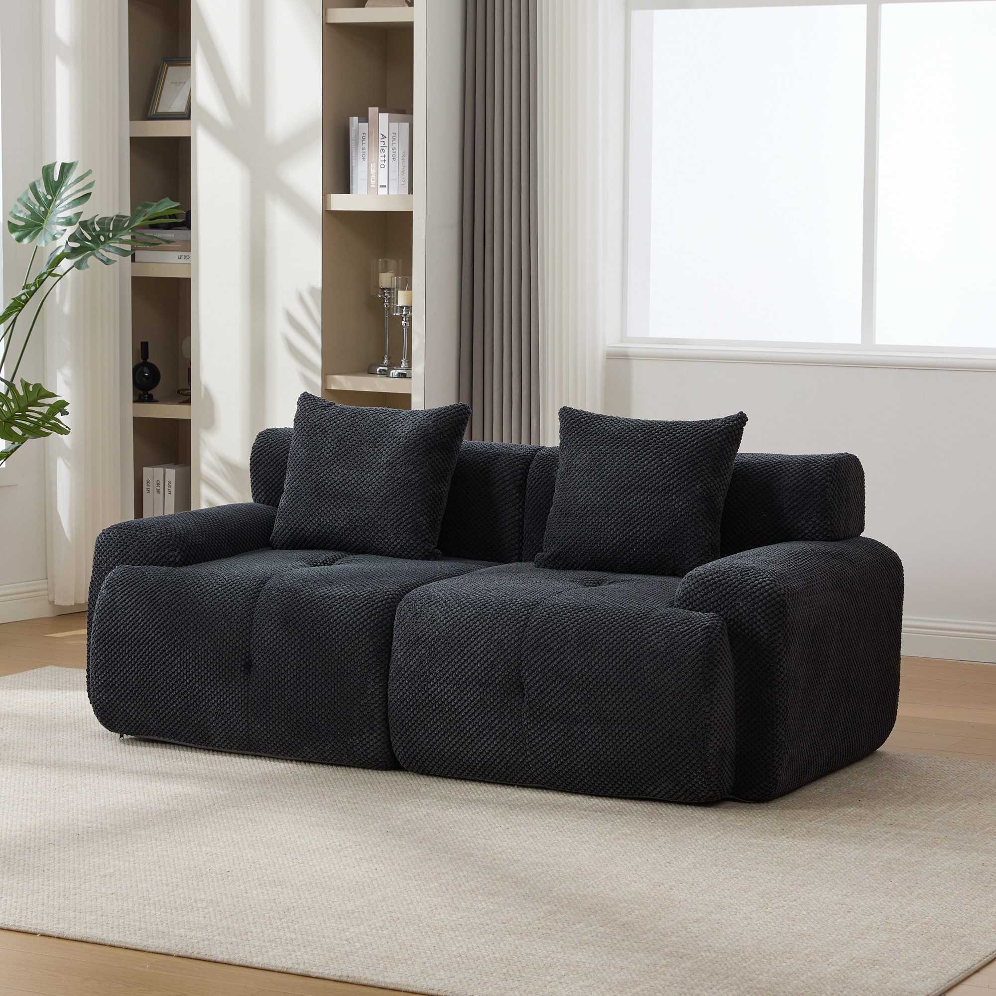 Modern Modular 2-Seater Cloud Sofa Tufted Loveseat with 2 Pillows, Pocket Springs, for Living Room, Office, Apartment