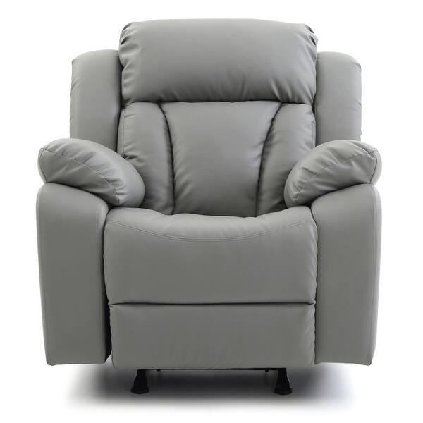 slide 2 of 4, Faux Leather Upholstered Reclining Chair with Padded Arms - 41" - Gray