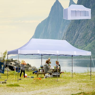 Outsunny 20' x 10' Pop Up Canopy Tent Large Outdoor Shelter with 7 Removable Zippered Sidewalls and Roller Bag