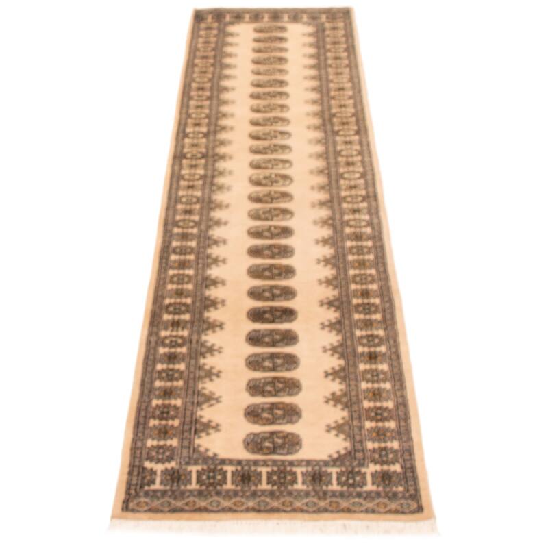 ECARPETGALLERY Hand-knotted Peshawar Bokhara Ivory Wool Rug - 2'6 x 10'3