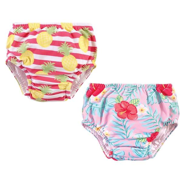 slide 1 of 1, Hudson Baby Infant Girl Swim Diapers, Tropical Floral 0-6 Months - Tropical Floral