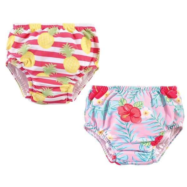 slide 1 of 1, Hudson Baby Toddler Girl Swim Diapers, Tropical Floral 3T - Tropical Floral