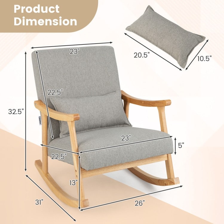 Soft Upholstered Rocking Chair for Living Room and Bedroom - 31" x 26" x 32.5"