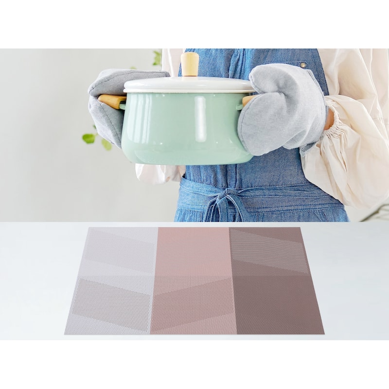 Set of 6 PVC Placemats for Kitchen Dining Table Decor Heat-resistant Table Placemats Wipeable Table Mat - 18*12in